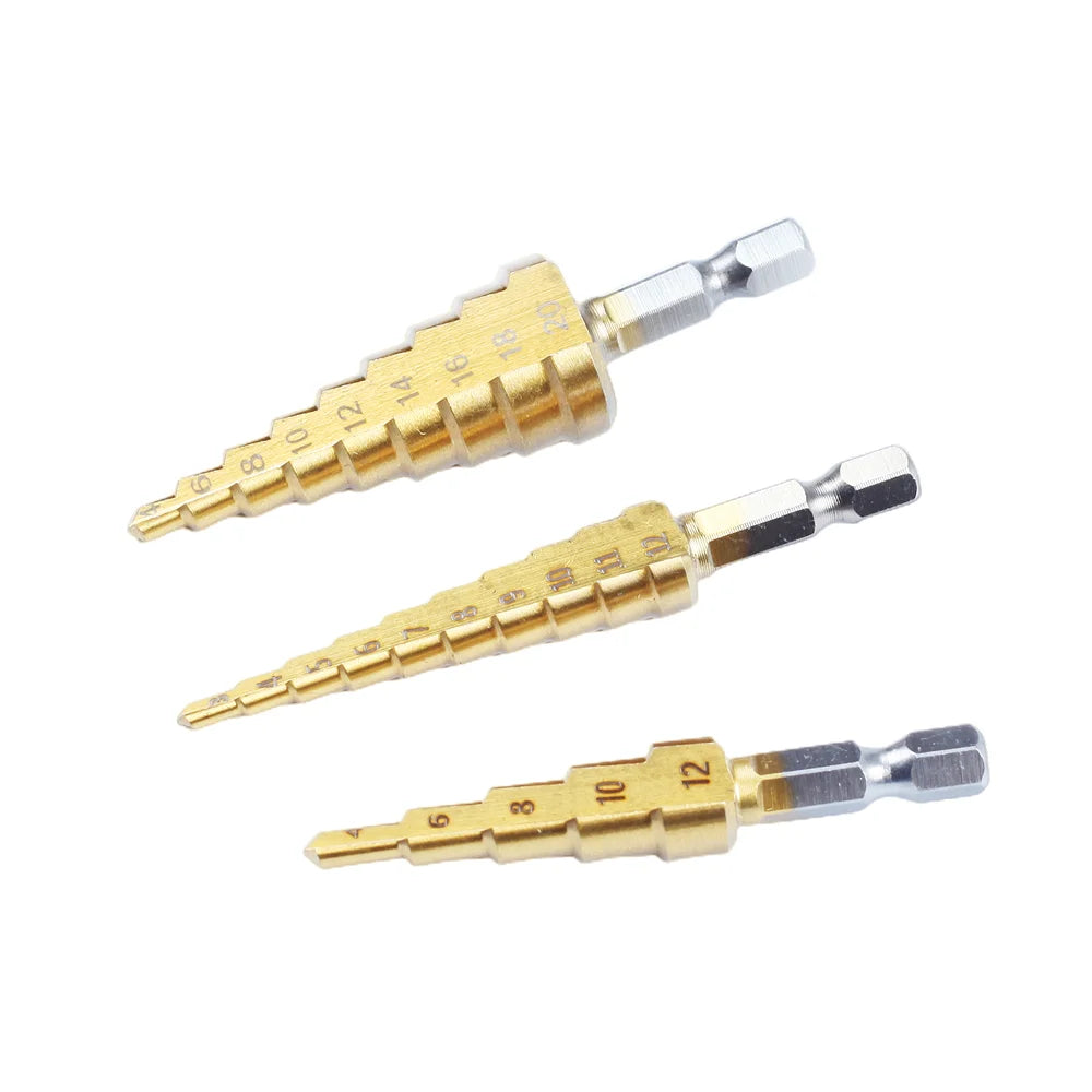 SLADE HSS Titanium Step Drill Bit Set 3-12 4-12 4-20mm Step Drill Bit Set Oasis Select