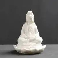 Buddha Tea Pet Ornament Zen Small Buddha Statue Home Decor Display Shelf Decoration Car Ornament Ceramic Crafts Small Figurine Oasis Select Vase Lotus Guanyin