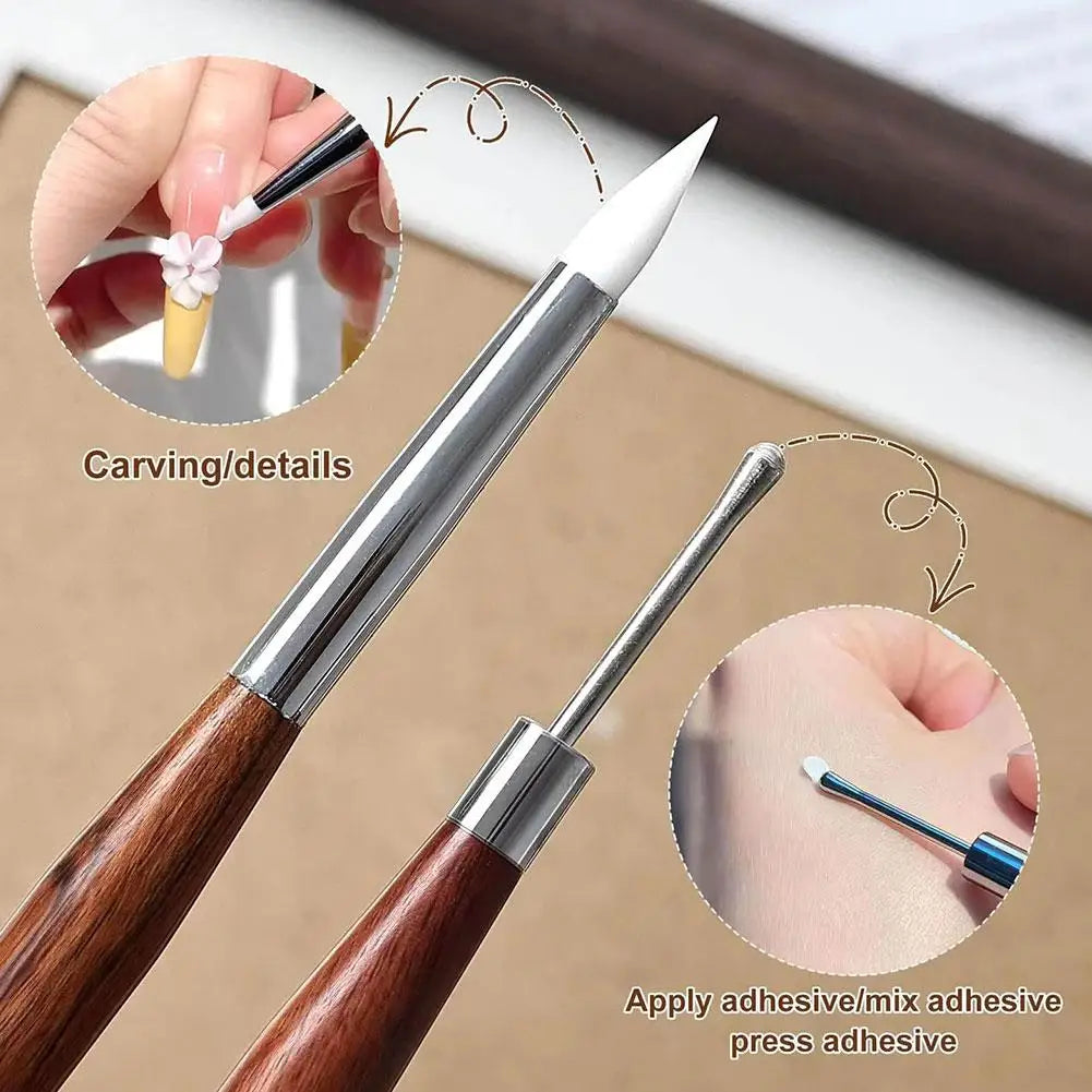 Dual-Head Nail Art Sculpture Pen – Brush & Silicone Tip Tool Nail Art Pen Oasis Select