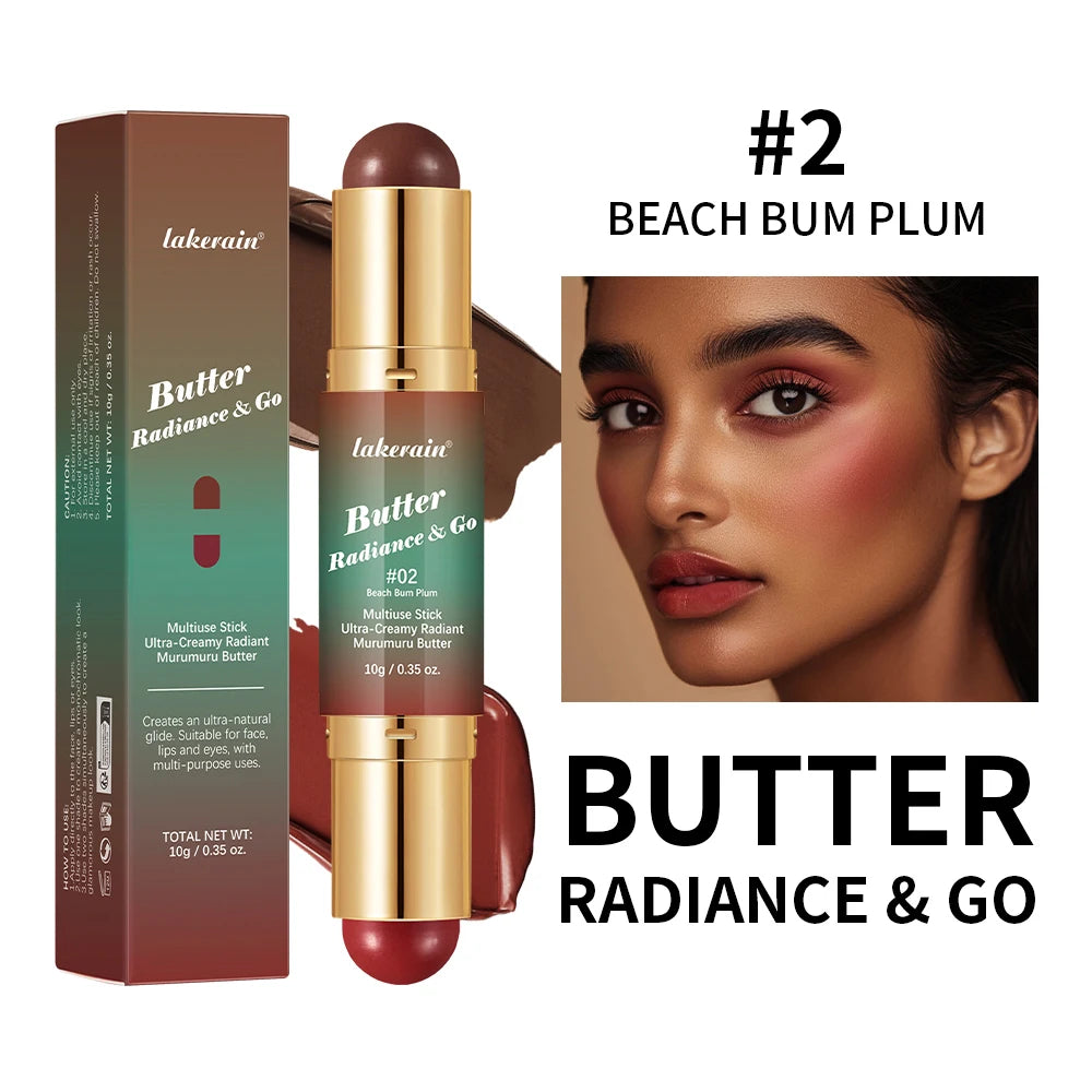 Multipurpose Blush Stick Moisturizing Skin Long Lasting Natural Double-headed Bronzer-Blush Stick Pigmented Beauty Makeup Oasis Select Color 2