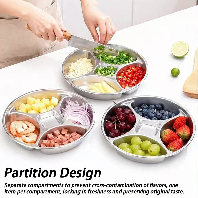 Stainless Steel Divider Tray Kitchen Cooking Food Preparation Plate Condiment Plate Oasis Select