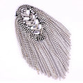 Rhinestone Shoulder Epaulette Tassel Brooch – Gold & Silver