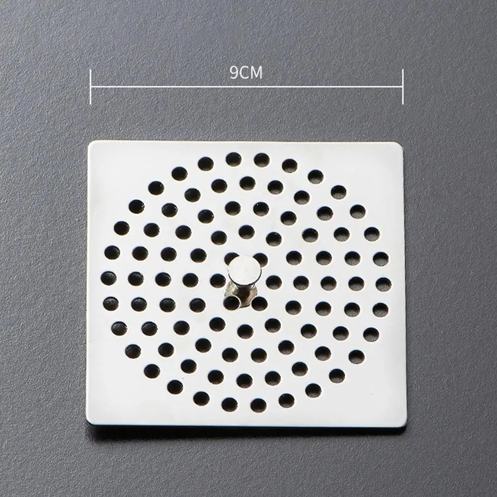 Durable Stainless Steel Floor Drain Net Cover Round Square Shape with Handle Hair Filter Drainage Grille Oasis Select -9cm-square shape