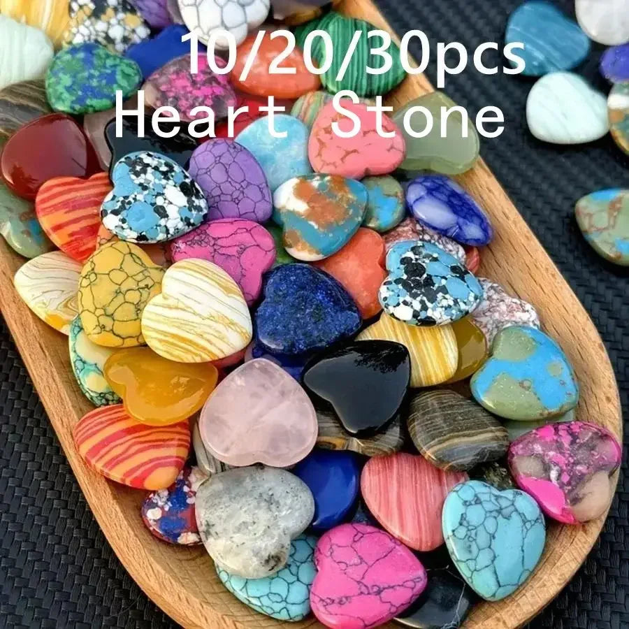 10/20/30PCS Heart Shape LOVE 20MM Natural Crystal Amethyst Agate Irregular Mineral Healing Stone Gravel Specimen Home Decoration Oasis Select