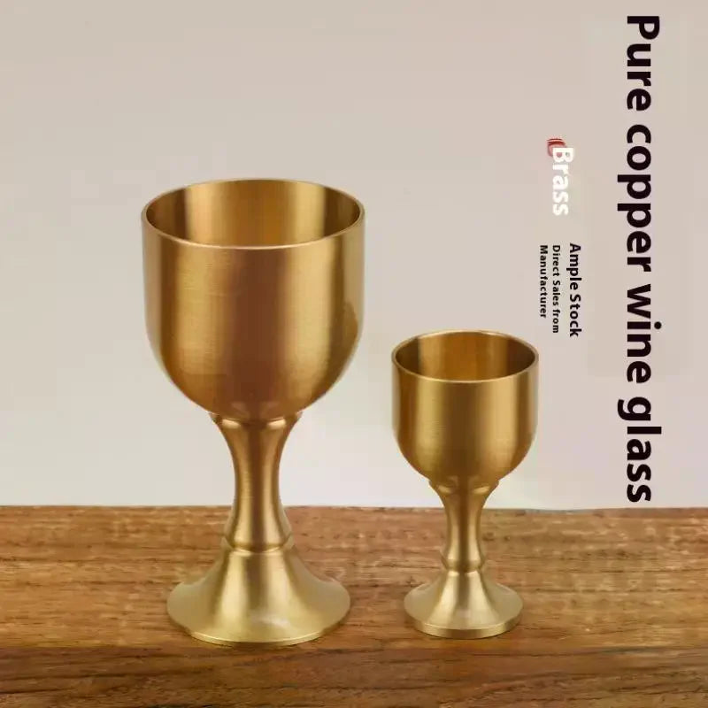 Brass Wine Glass Goblet Tabletop Mini Shot Copper Crafts Red White Wine Trumpet Copper Decoration for Restaurant Oasis Select
