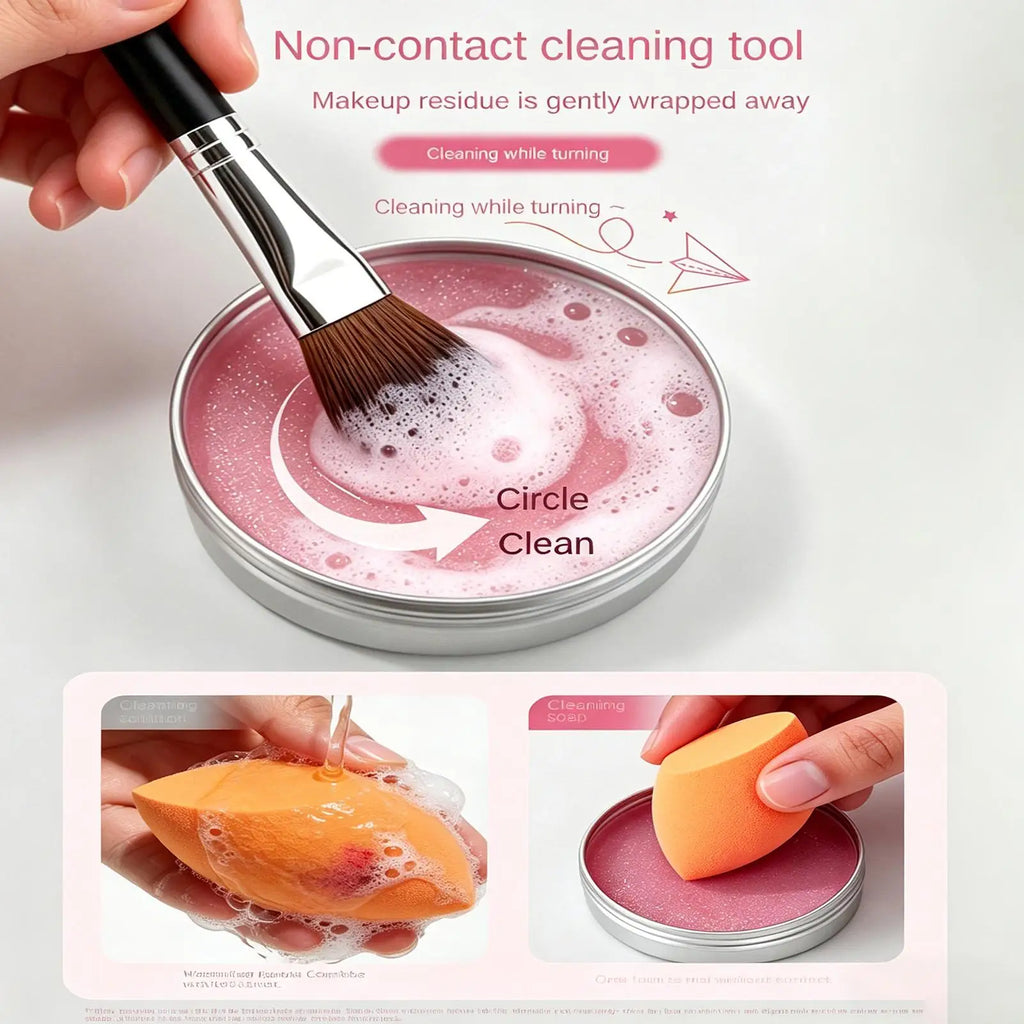Makeup Brush Cleaner Soap With Silicone Mat Deeply Cleans Soap Makeup Sponges Cosmetic Cleaner Makeup Brush Cleaner tools Oasis Select