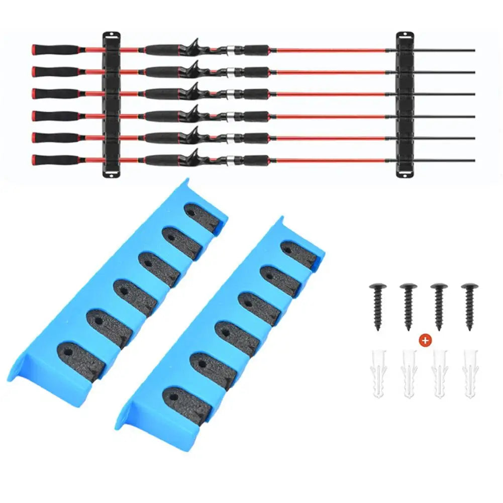 Easy-Install Fishing Rod Holder Wall Mounted Fixing Bracket for Boat Fishing Rod Holder Display Stand Fixed Frame Oasis Select horizontal BLUE