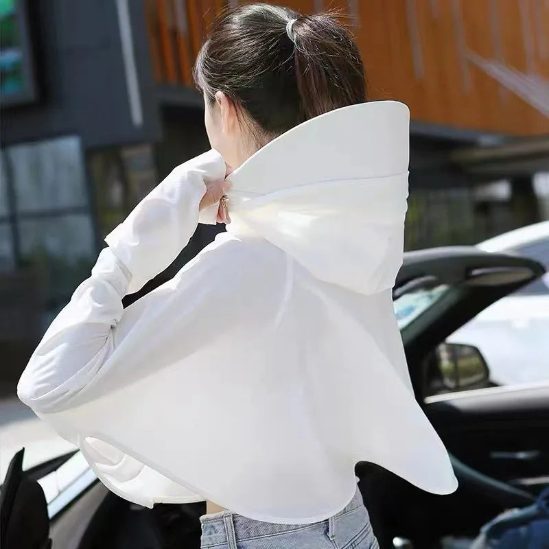 Ice Silk UV Protection Hooded Poncho – Lightweight Cover Up