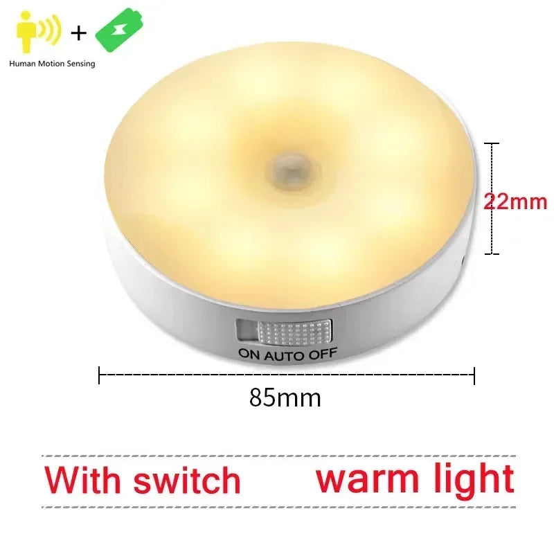 Motion Sensor LED Night Light – USB-C Rechargeable, Magnetic Mount