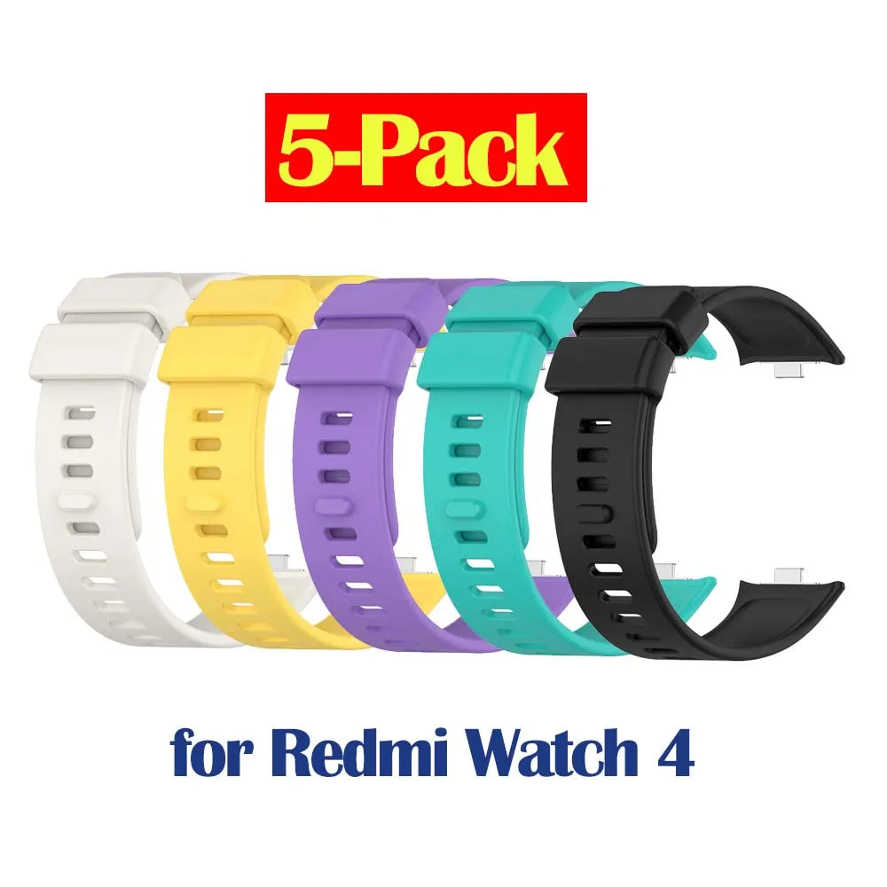 5-Pack Silicone Bands for Redmi Watch 4 – Mixed Colors Smartwatch Band Set Oasis Select 5 Mixed color
