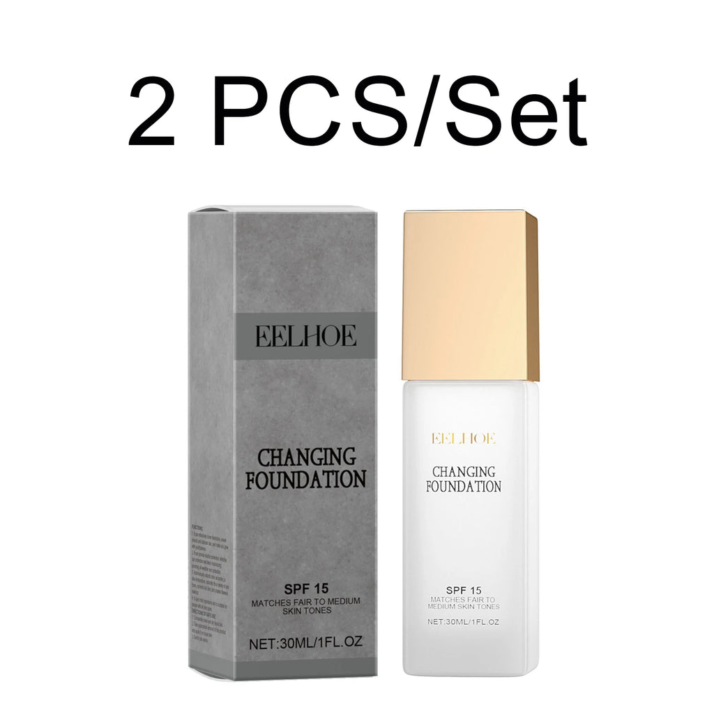 Changing Foundation SPF 15 Sunscreen Full Coverage Waterproof Brightening Oil Control Concealer Mature Skin Foundation 30ml Oasis Select 2 PCS