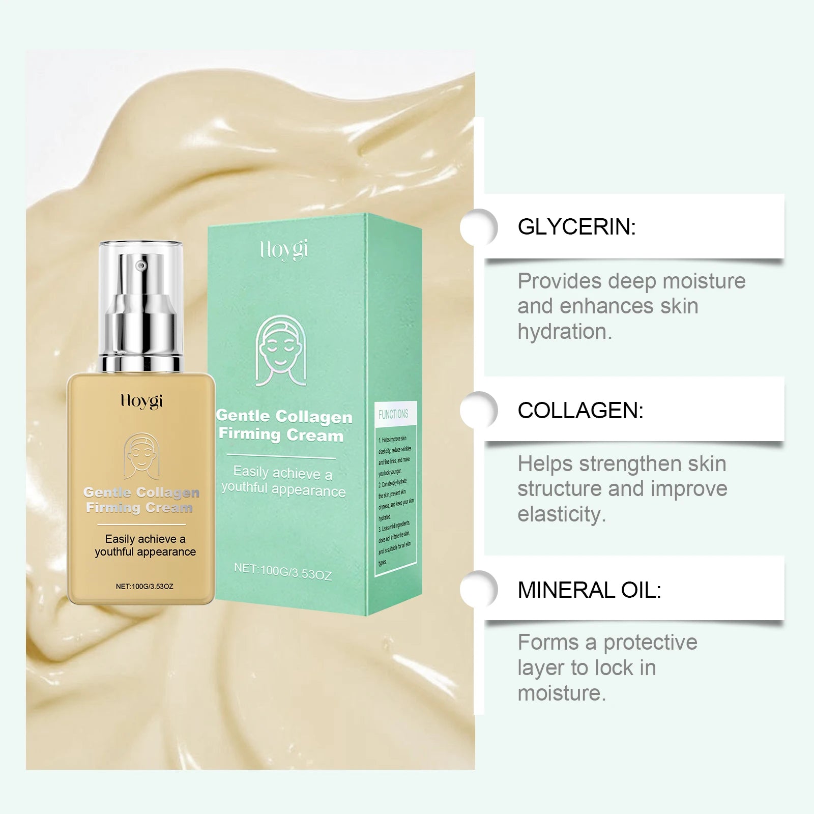 Hoygi Collagen Firming Cream – Fine Lines, Hydration & Brightening Collagen Face Cream Oasis Select