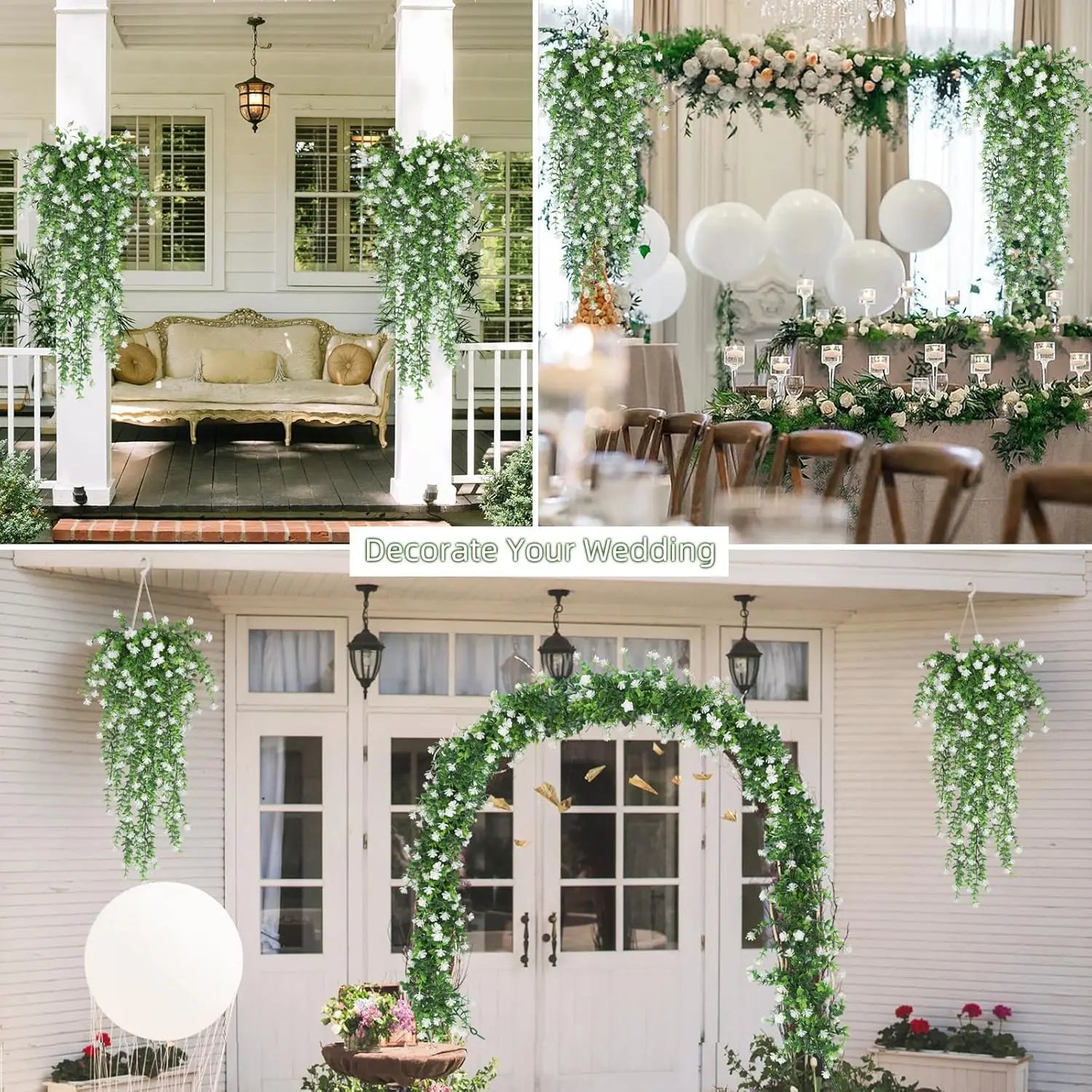 3PCS Artificial Eucalyptus Garland Faux Hanging Vine Realistic Greenery Boho Wedding Arch Patio Farmhouse Home Decor Plants Oasis Select