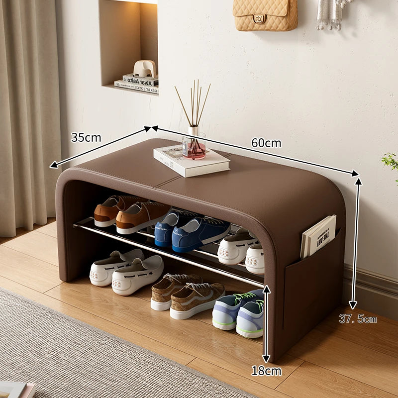 Light luxury shoe changing stool for home use, shoe wearing stool, shoe cabinet, integrated bed end stool Oasis Select Dark Coffee 60
