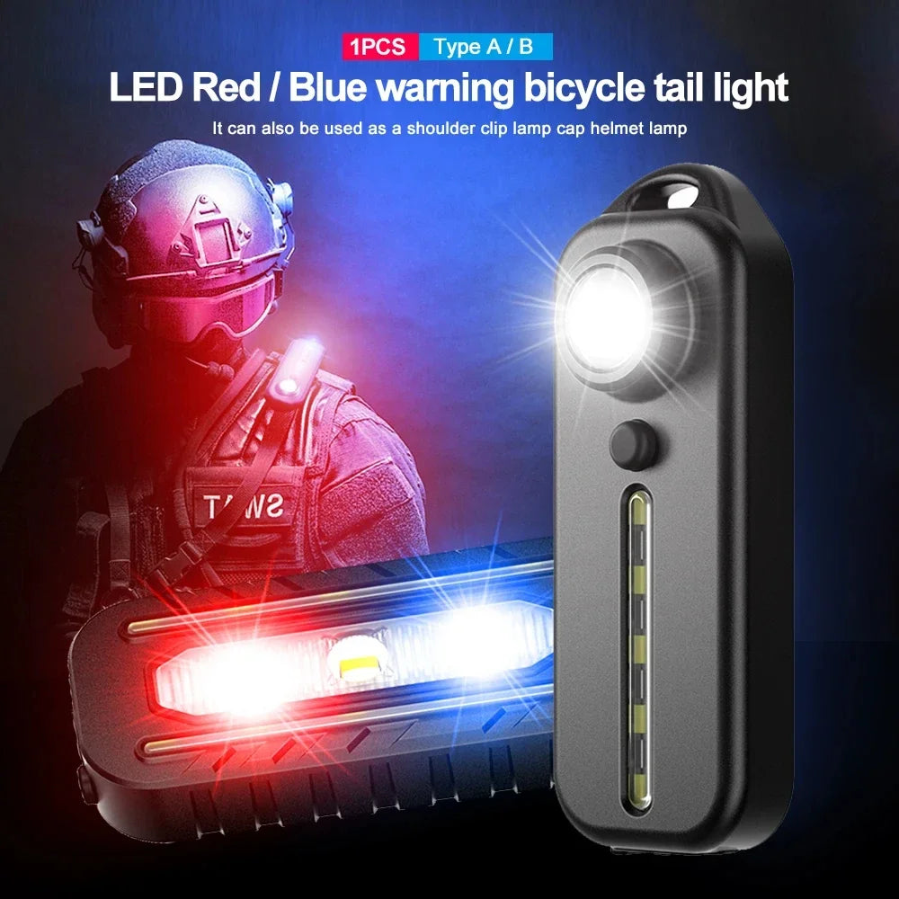 Outdoor Lamp USB Recharge LED Flashlight Work Light Keychain Flashlight for Police Shoulder Clip Lights Warning Flashing Light Oasis Select