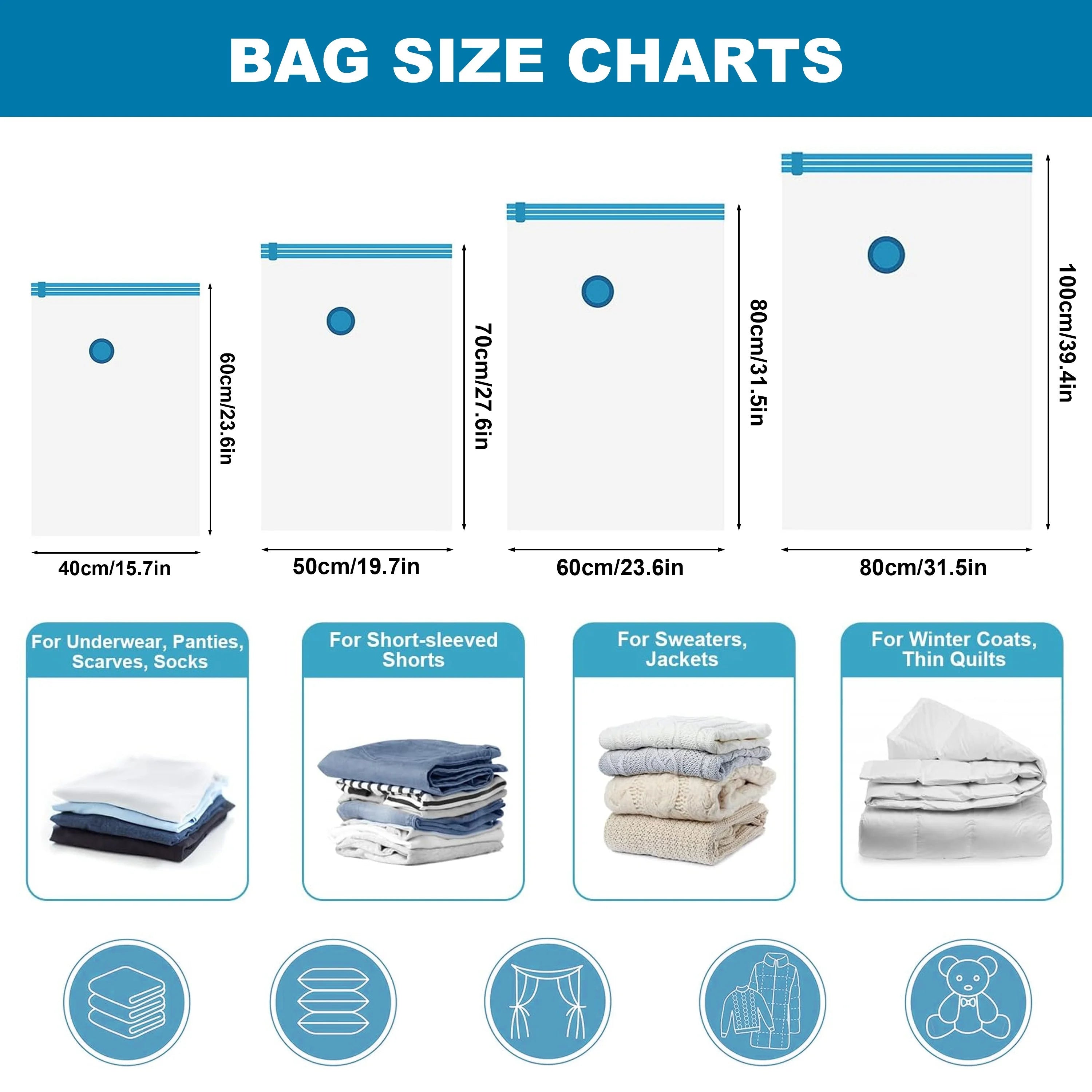 4PCS Vacuum Bag With Valve or Pump for Clothes Storing Large Plastic Compression Empty Bag Travel Accessories Storage Containe Oasis Select