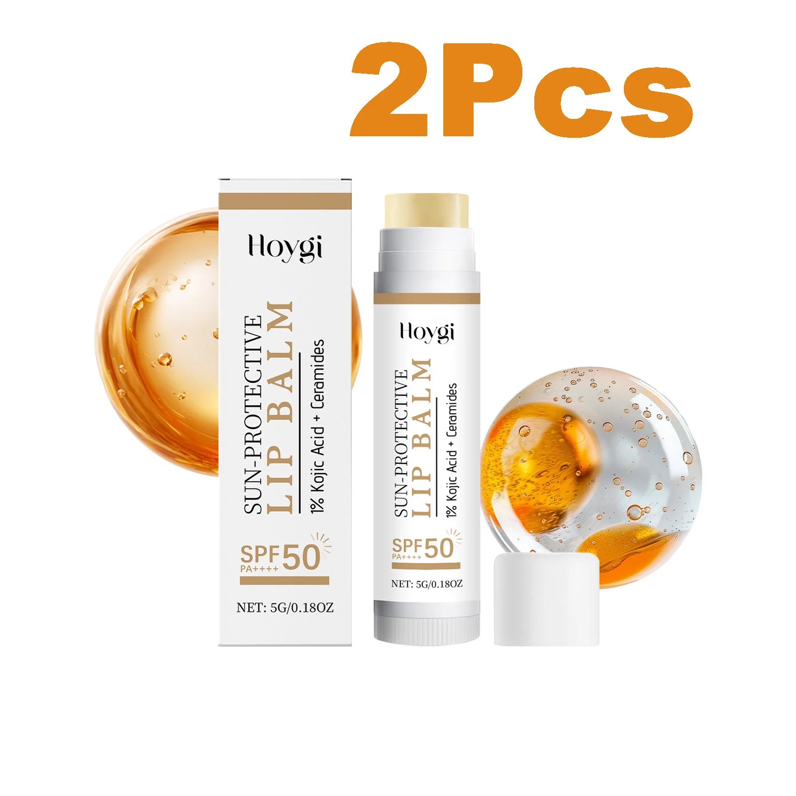 Sun Protective Lip Balm SPF50+ Hydrating Lip Sunblock Fade Lip Lines Nourishing Moisturizing Brighten with Kojic Acid Ceramide Oasis Select 2 x 5g Boxed
