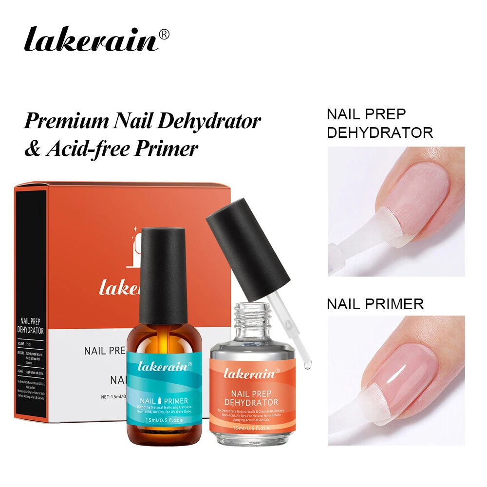 Nail Primer Fast Dry Prep Dehydrator Clean & Extend Nails 2 IN 1 Acid-free Formula Odorless Non-toxic Nail Art Essentials Set Oasis Select