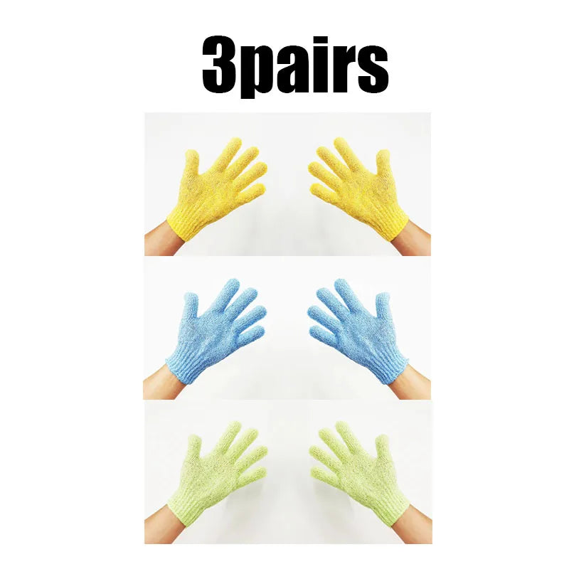 1/2/3pairs Body Cleaning Gloves Washcloth Soft Brush Home Hotel Bathroom Shower Ball Back Scrubber Exfoliating Skin Bath Gloves Oasis Select 3pairs mix 2