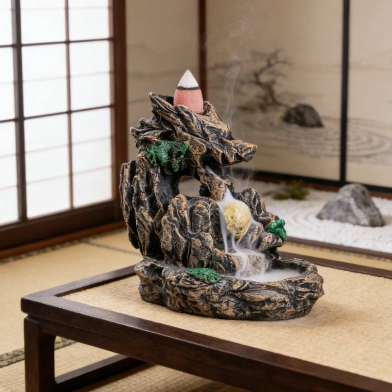 Clearance 1pc Resin Vintage Dragon Statue Backflow Incense Burner， Creative Dragon Backflow Incense Pedestal Fragrance Diffuser Oasis Select