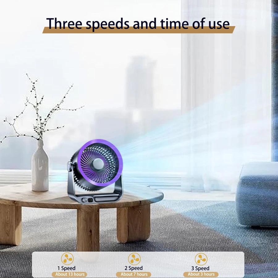 Air Circulation Desktop Fan – 5W USB, 4000mAh Battery