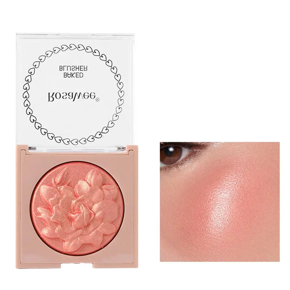 Embossed Blush Highlighter Palette Pearlescent Shimmer Blusher Baked Powder High Gloss Peach Facial Cheek Brightening Rouge Oasis Select 05 CN