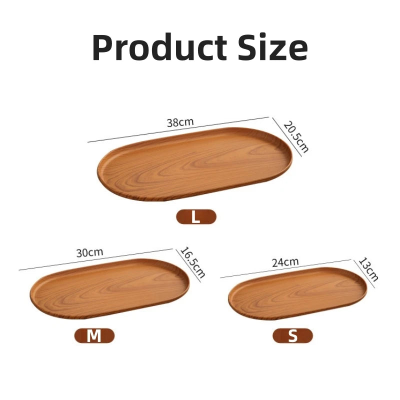 3pcs Large Tray Set, Snack Plate, Tea Cup Plate, Faux Wood Grain and Modern Style Design, Stackable, Reusable Plastic Trays Oasis Select