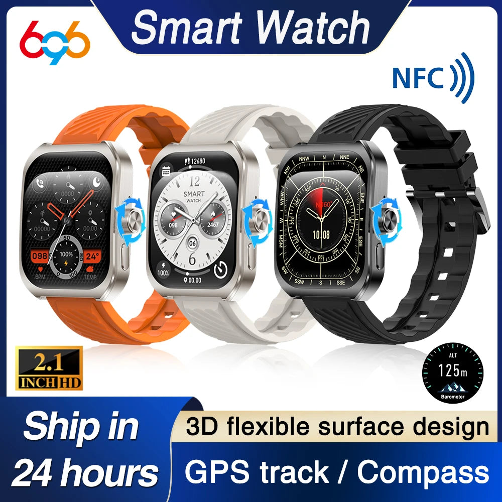 Outdoors Smart Watches MenWaterproof GPS Track NFC Gesture Control Blue Tooth Call Smartwatch Sports Fitness Compass Heart Rate Oasis Select