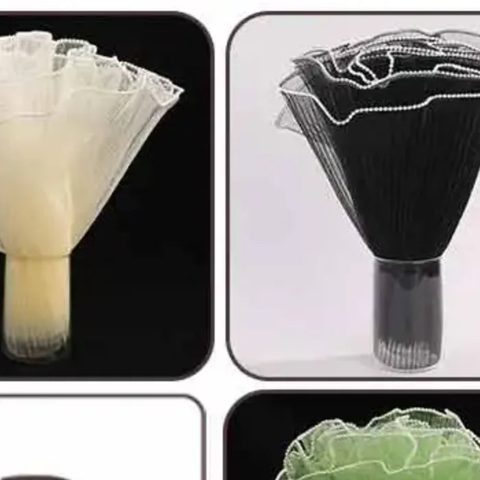 Black White Floral Packaging Bouquets Including Decorative Mesh Wrapping Paper, Pearl-Edged Wrapping Paper, Wrinkled Wave Mesh Oasis Select