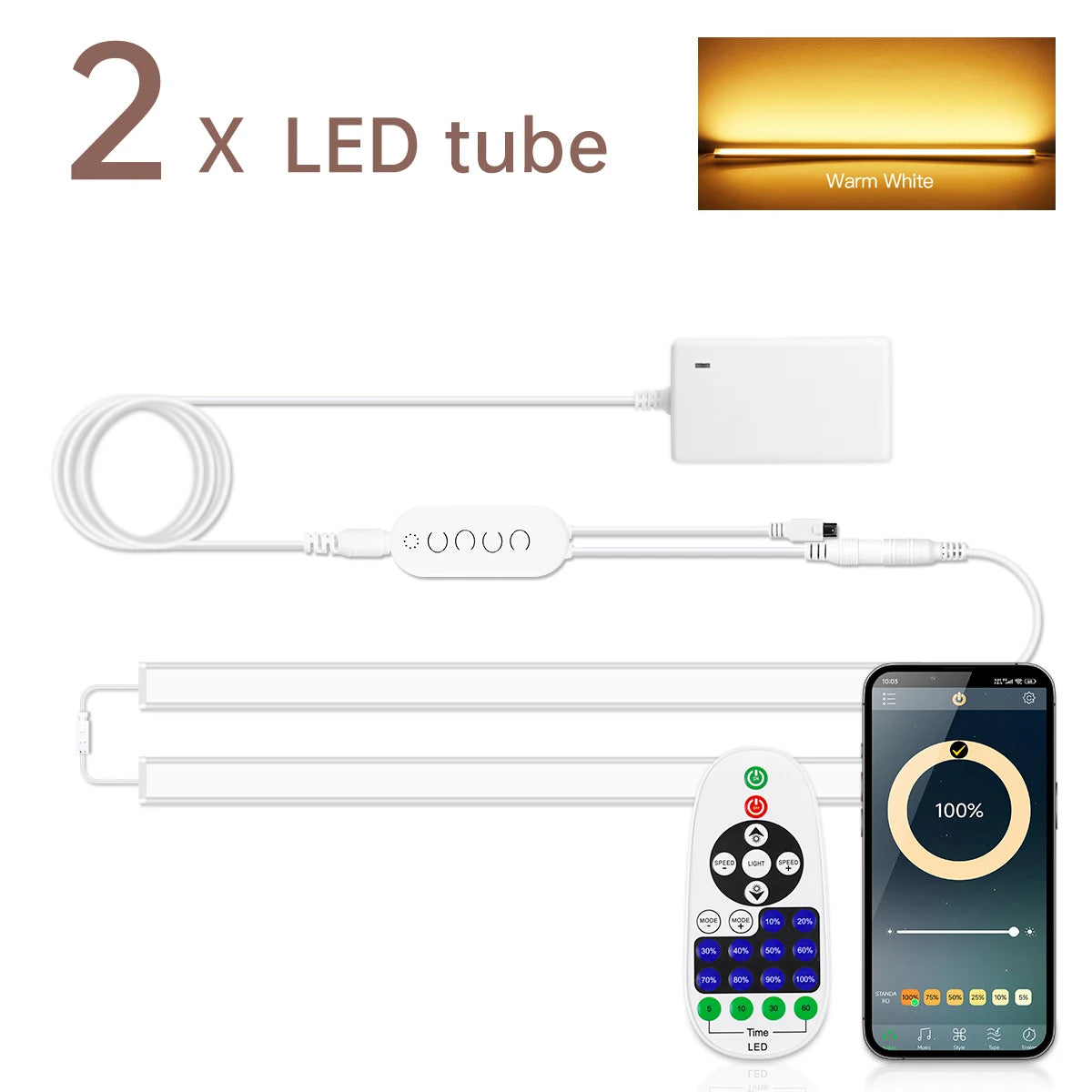 1-6PCS LED Bar Light Efficient Heat Dimmable RF Remote/Bluetooth Control 12V 30CM/40CM/50CM Night Lihgt for Kitchen Living Room Oasis Select 30CM Length 2x Light Bar Warm