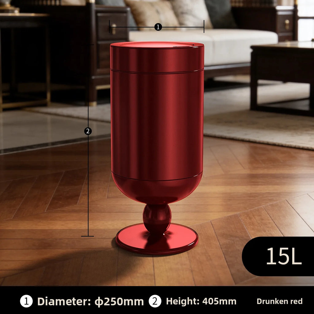 Bedroom large-capacity stainless steel trash can household 2026 new light luxury high-end living room retro with cover removable Oasis Select 15L-Red