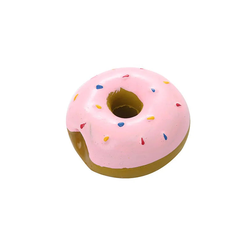DIY Donut Dog Chew Toy Simulation Donuts Grinding Cleaning Tooth Funny Sound Interactive Toys for Small Medium Dogs Accessories Oasis Select Pink