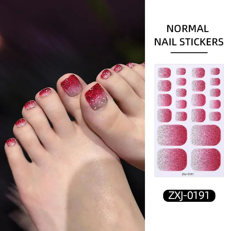 SADOER Glitter Toenail Stickers – 22-Tip Full Cover Nail Wraps Toenail Sticker Wraps Oasis Select style 8