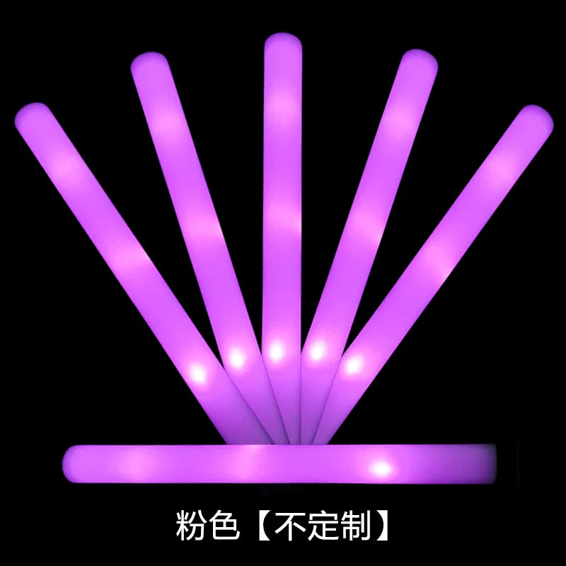 Silver Sponge Glow in The Dark Flash Stick - Colorful & Customizable Party Decoration Glow Stick Oasis Select pink 10PCS (4x48cm)