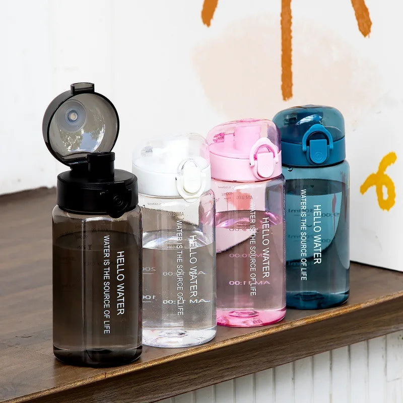 550ml Sports Water Bottle, Large-Capacity Transparent Scale Cup with Straight Drinking Bouncing Lid Outdoor Portable Kettle Oasis Select