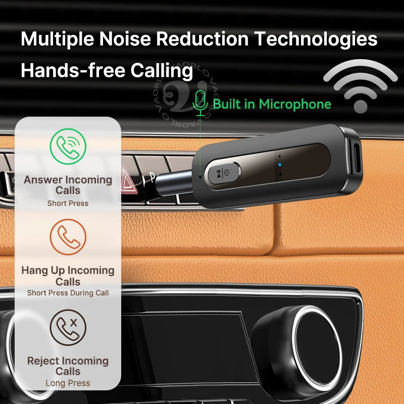 VAORLO Bluetooth 5.5 Audio Receiver Transmitter Support TF Card Play 3.5MM AUX Stereo Music Wireless Adapter With Mic For Car PC Oasis Select