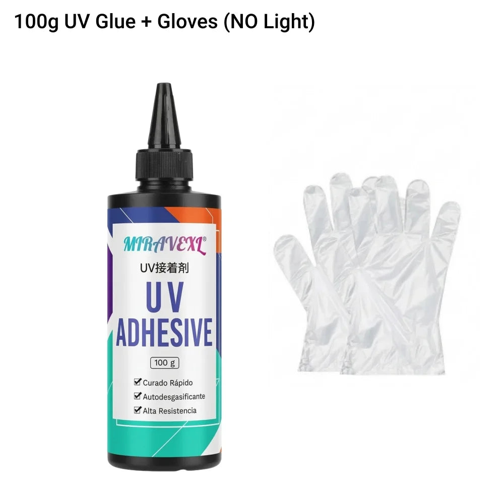 Clear UV Resin Kit With Upgraded Flashlight Fast Curing Hard Epoxy Glue For Jewelry Making Glass Plastic Craft & DIY Repair Tool Oasis Select 1PCS