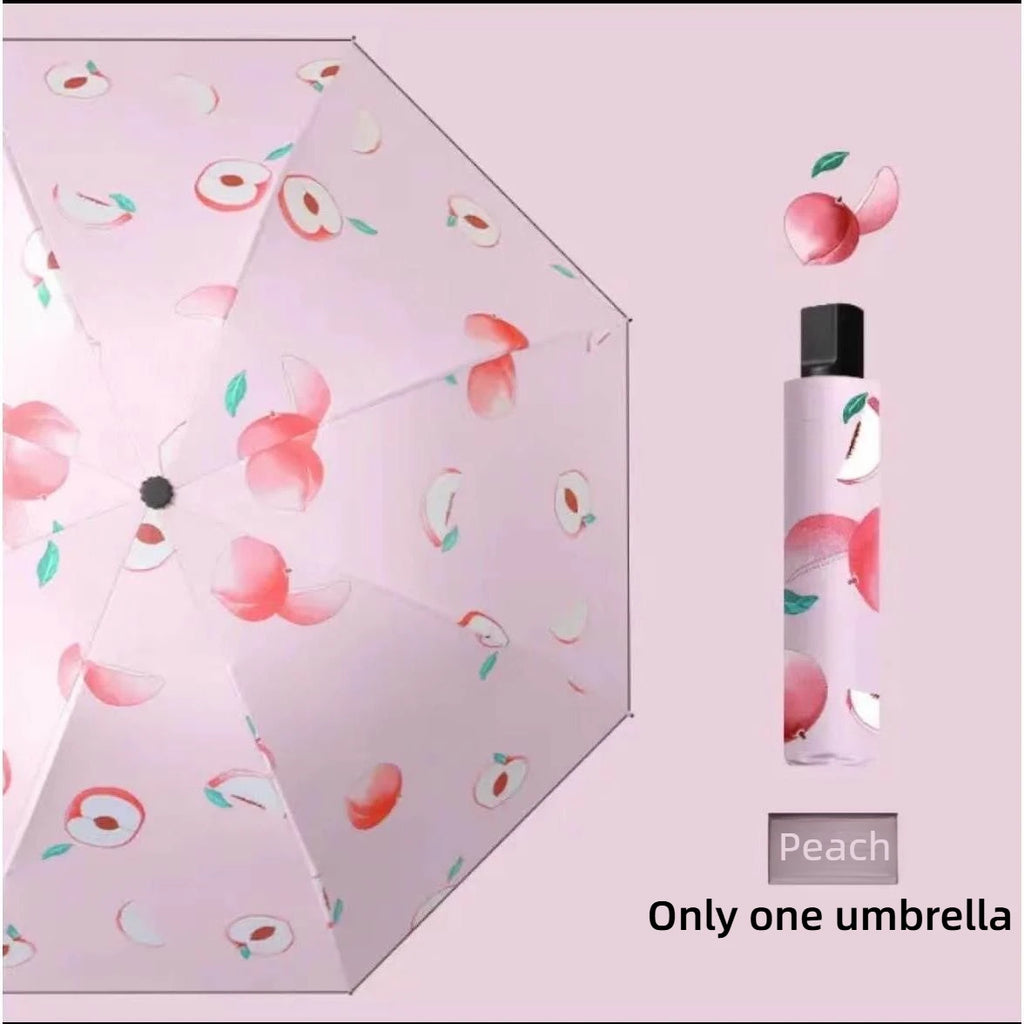 1pcs Fruit Umbrella Sturdy and Durable Manual Version Reinforced for Both Rain and Rain Small and Fresh Foldable and Portable Oasis Select 8 bone peach full-fiber 8K