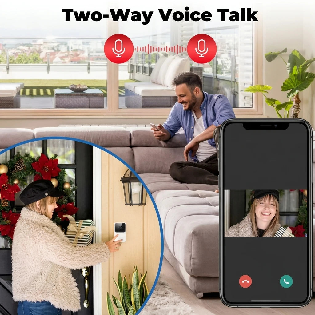 HD WiFi Video Doorbell Low Power Rechargeable Night Vision Smart Security Door Bell 1‑to‑1 Home Intercom Oasis Select