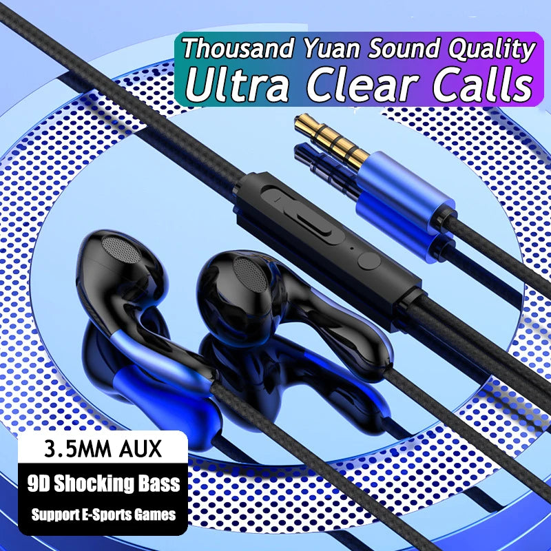 Wired Earphone 3.5mm AUX/Type C HiFi Surround Heavy Bass With MIC In-Ear Game Music Headsets For Samsung Huawei Xiaomi iPad PC Oasis Select 3.5MM AUX Blue