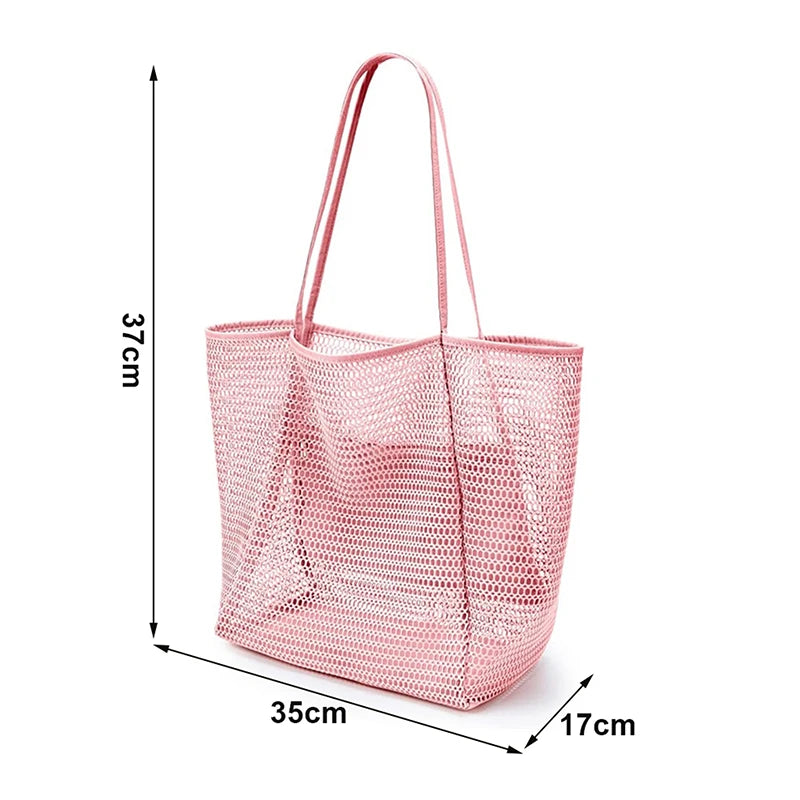 Summer Mesh Tote Bag Women's Breathable Shoulder Bag 여름용 메쉬 핸드백 Сумка женская Lightweight Bag Oasis Select one size Pink