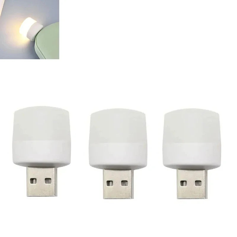1-10pcs USB Night Light Mini LED Night Light USB Plug Lamp Power Bank Charging USB Book Lights Small Round Reading Oasis Select 3pcs Warm