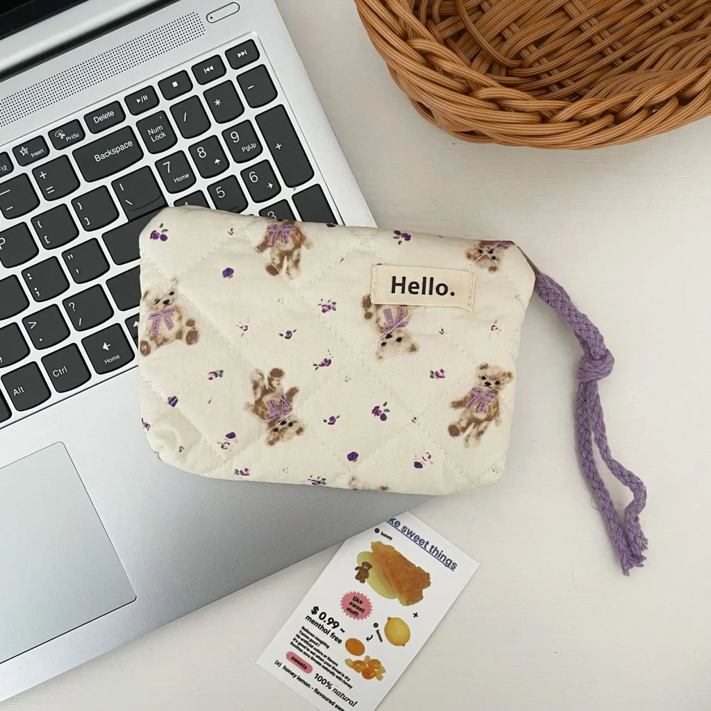 Cute Travel Cosmetic Lipstick Earphone Card Small Portable Storage Bag Purse Mini Makeup Handbags Pouch Organizer In Make Up Bag Oasis Select Purple Bear