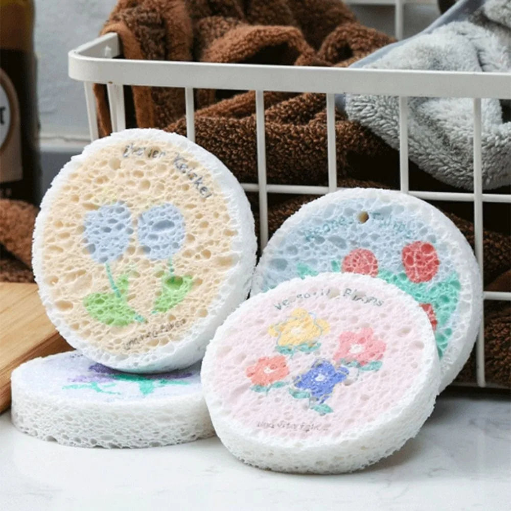 4Pcs Magic Wipe Cleaning Sponges Cotton Scouring Pads Wood Pulp Dishwashing Sponge Melamine Dishcloth Wood Pulp Washing Tool Oasis Select
