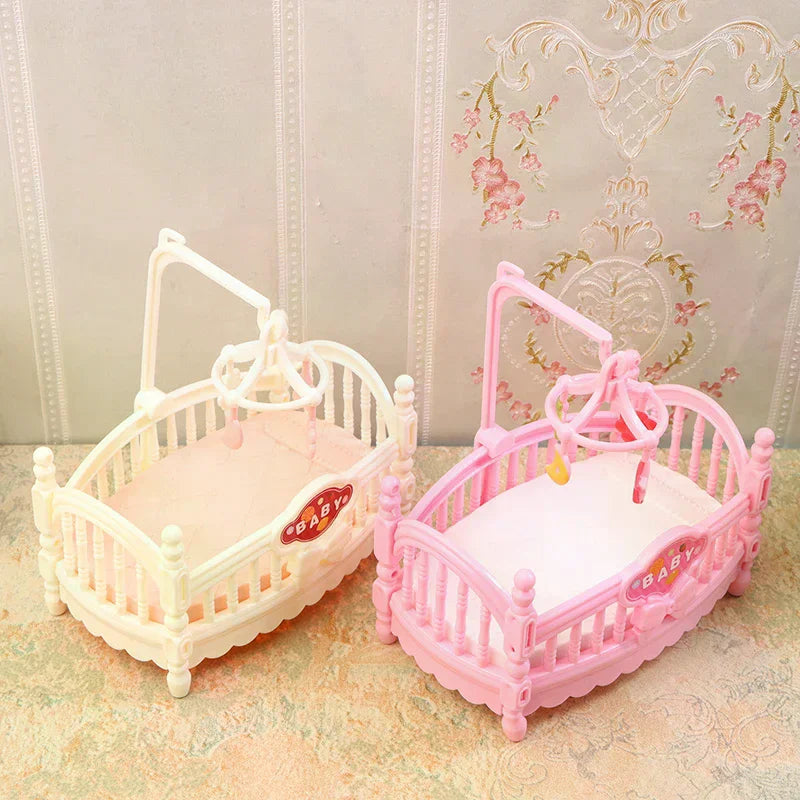 1/12 Dollhouse Simulation Mini Crib Baby Bed Model Dollhouse Bedroom Furniture Decoration Dolls House Accessories Oasis Select