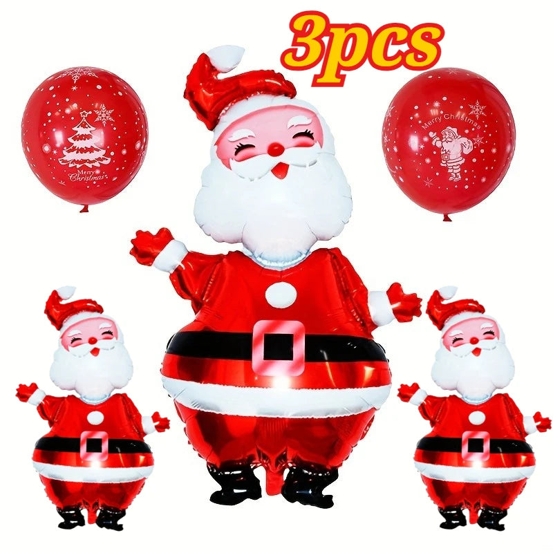 3pcs Merry Christmas Foil Balloon Navidad Home Decoration Santa Claus Snowman Decor Christmas Party Xmas New Years Supplies Gift Oasis Select