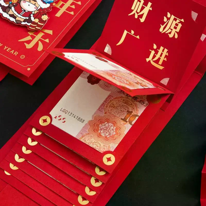 2026 New Year's Red Envelope Best Good Luck In Year Of The Horse Creative Durable Pulling Red Envelopes 6/10 Slots 1Pcs Oasis Select