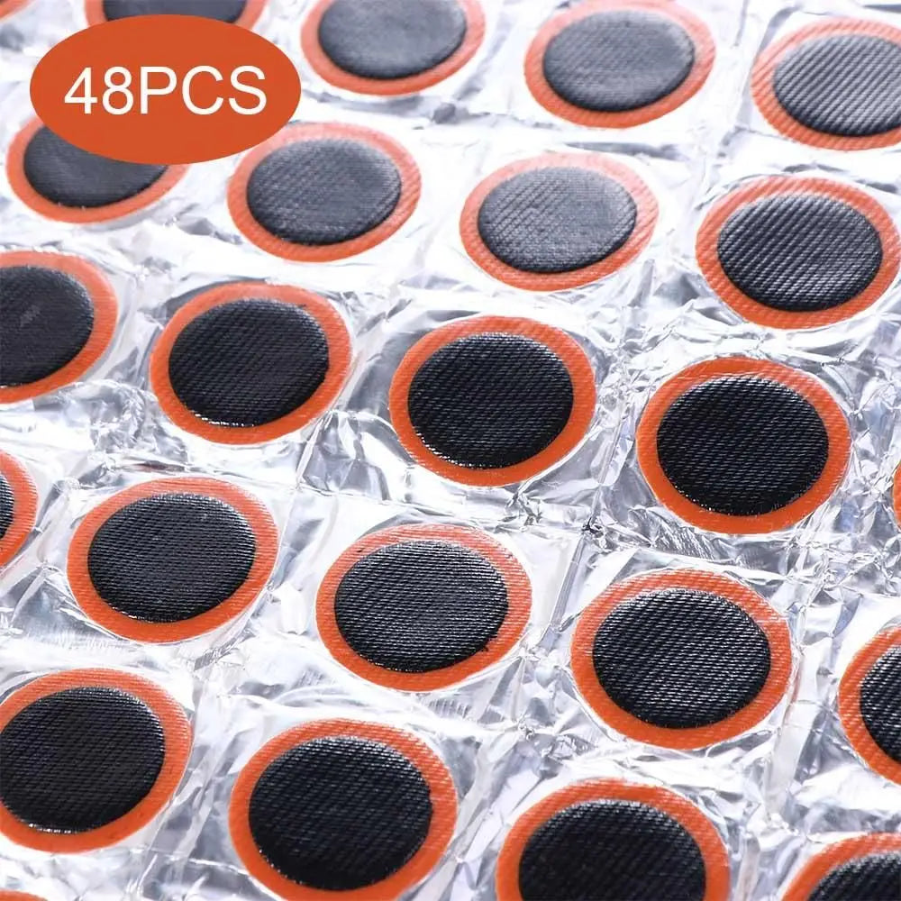 48-Piece Professional Bike Patch Kit - Vulcanizing Tire Repair Set for MTB & Road Bicycle Inner Tubes, Emergency Puncture Fix Oasis Select