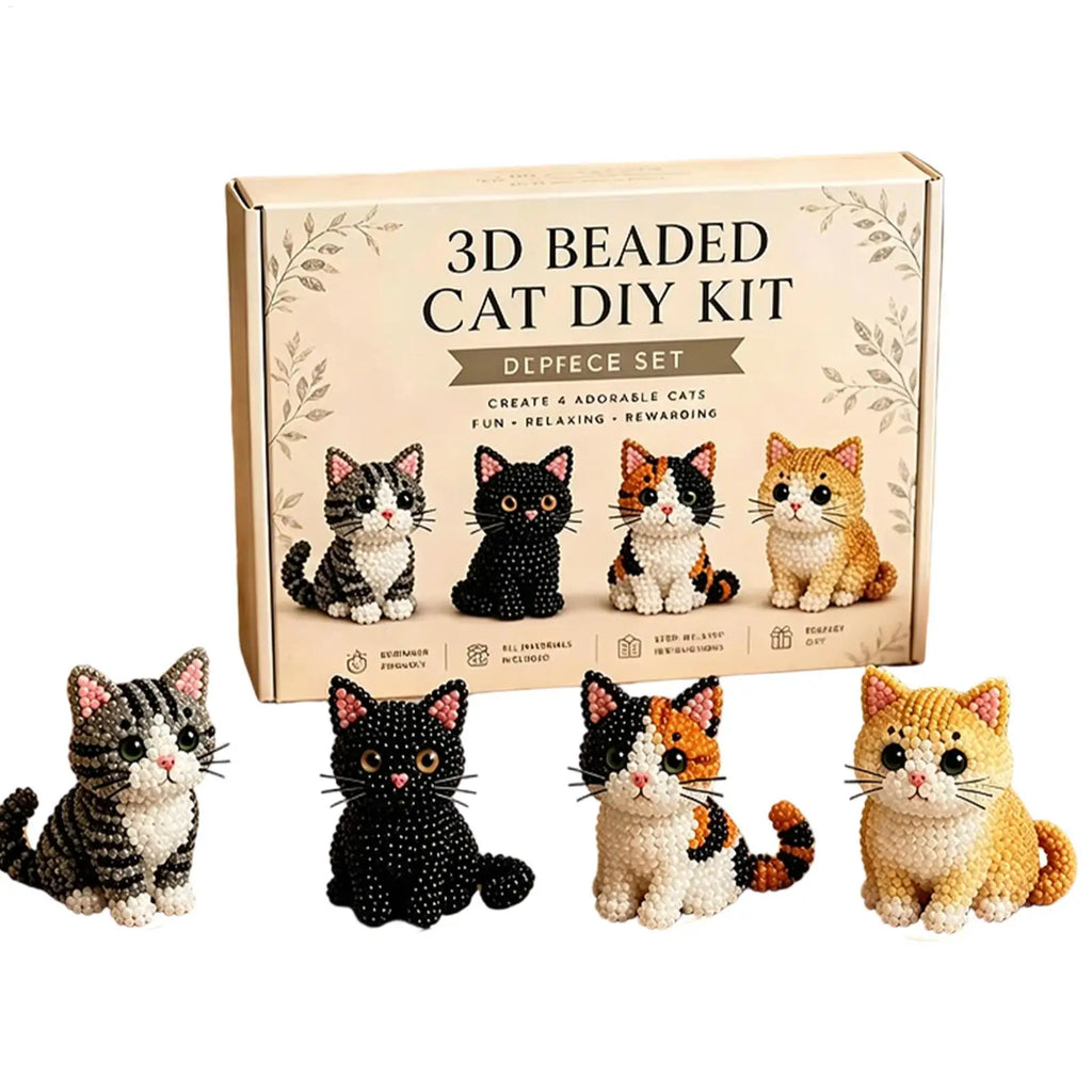 DIY Animal Beading Kit Cute Beginner-Friendly 3D Cat Funny Animal Beadwork Kit for Desk Decorations Bookshelf Decor Party Favors Oasis Select