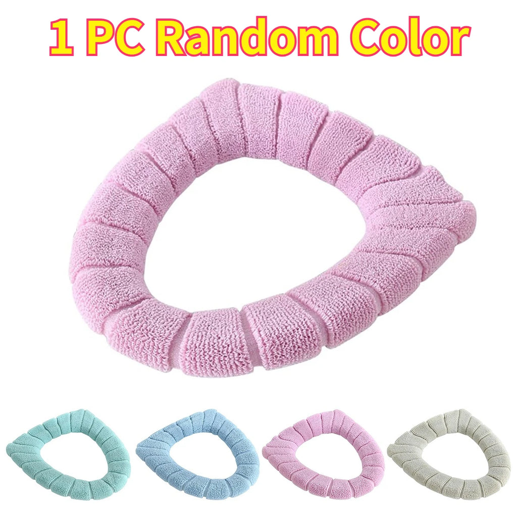 Washable Toilet Seat Cover – Stretchable Cushion Pad for Bathroom, Reusable Washable Soft Mat, Universal Fit Cold Weather Oasis Select Random Color 1PC